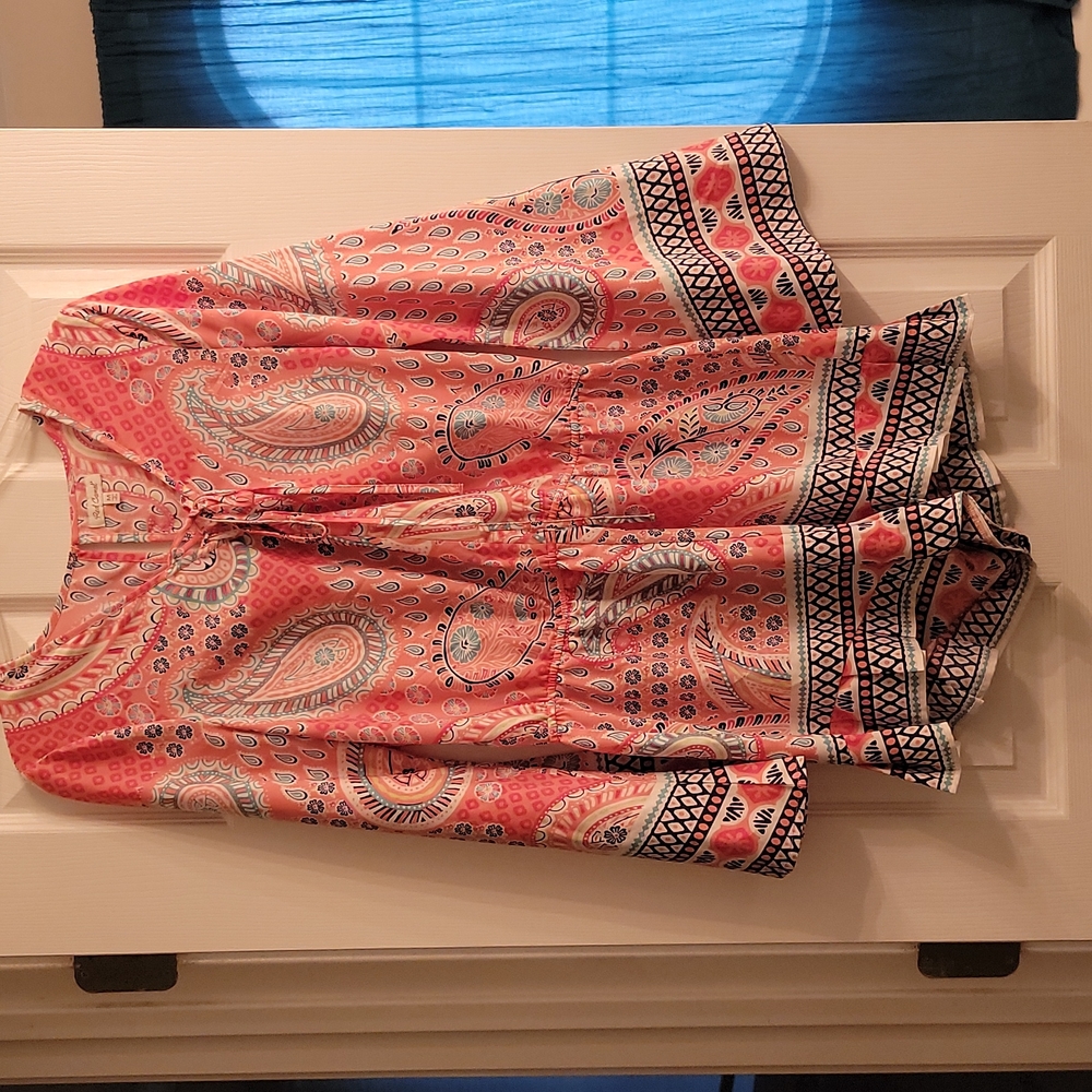 Coral Paisley Bell Sleeve Romper